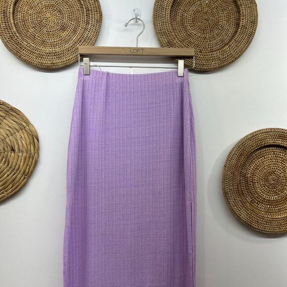 Free People Purple Ribbed Soft Knit Side Slit Long Maxi Skirt Small Beach Boho - Picture 4 of 7